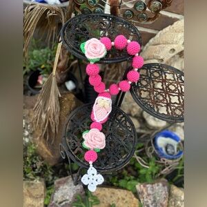Handmade Pink Crochet Rosary Our Lady of Guadalupe